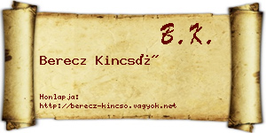 Berecz Kincső névjegykártya